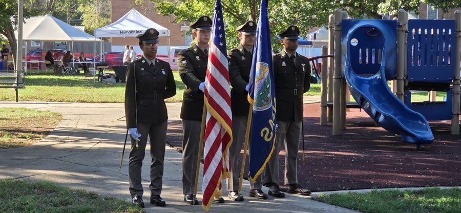 Flags and the color guard at the Stand Down at the October 9, 2026 Wichita Stand Down.