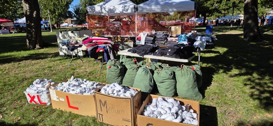 Supplies set out at an event table at the October 9, 2026 Wichita Stand Down.