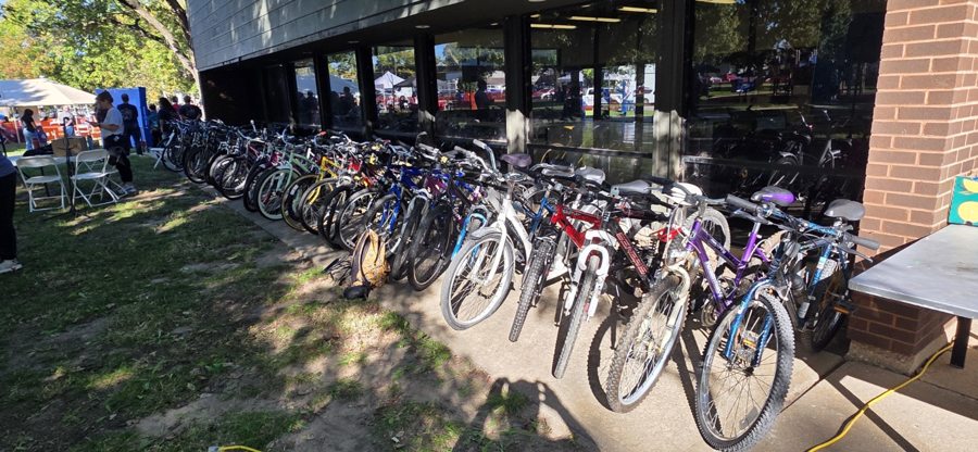 Bicycles lined up beside the pavilion at the October 9, 2026 Wichita Stand Down.
